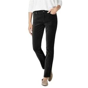 J Jill Black Straight Leg High Rise Fine-Wale Corduroy Pants Stretch Work Casual